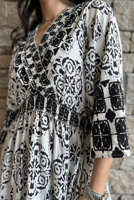 Zaida Smock Dress Black